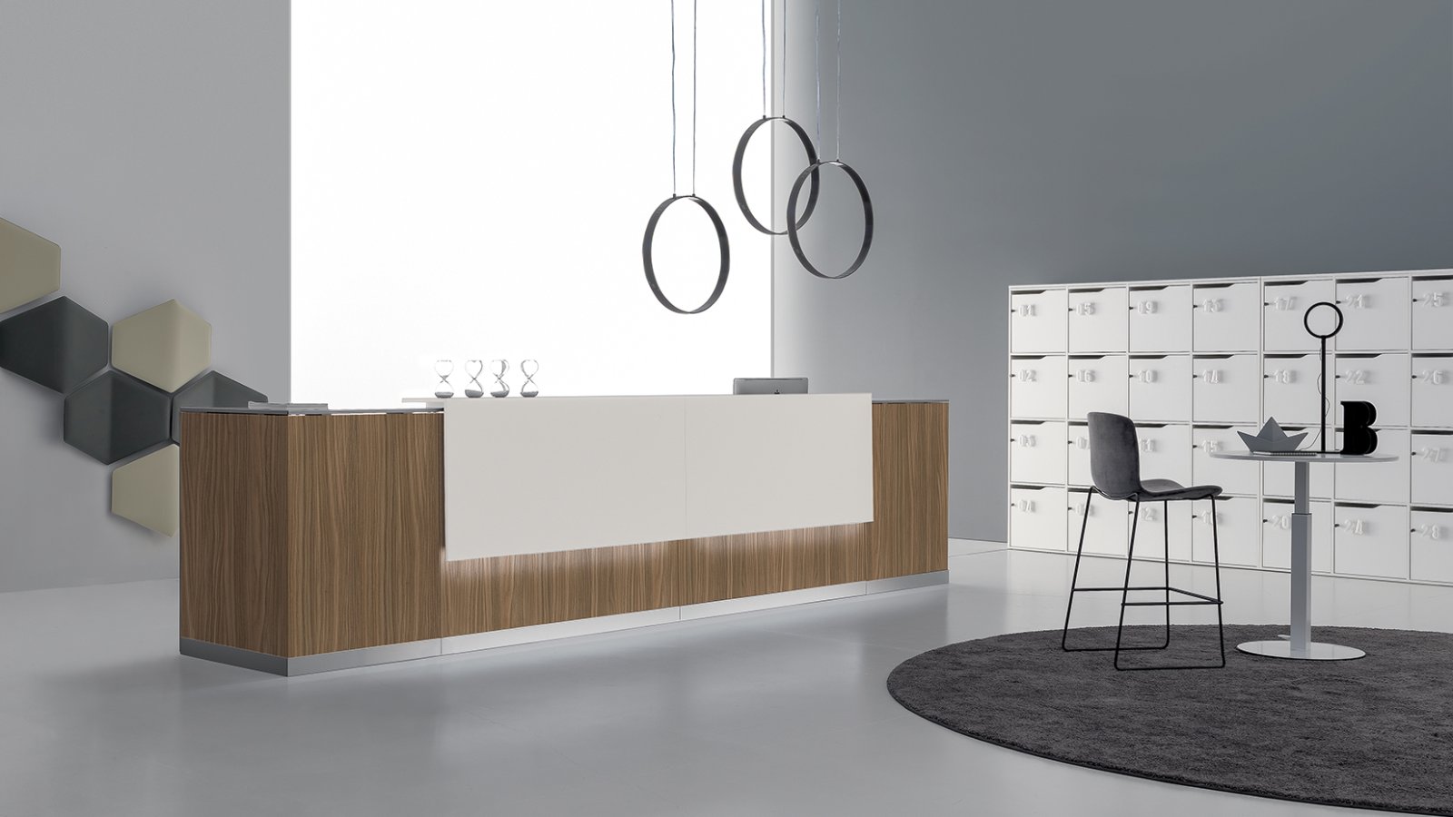 مكتب استقبال Qubo من DVO Office ببلوط طبيعي وسطح علوي أبيض