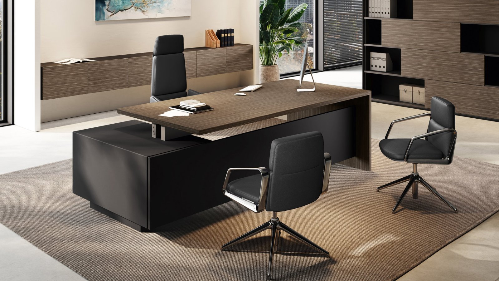 طابق إداري Elite متكامل — مكتب واجتماعات وboiserie، تصميم Progetto CMR