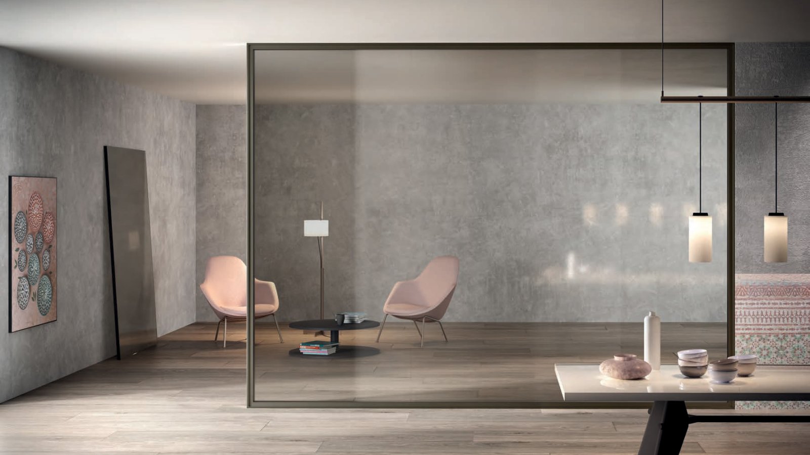 قواطع مكتبية Simple Bold من Luconi بزجاج مزدوج