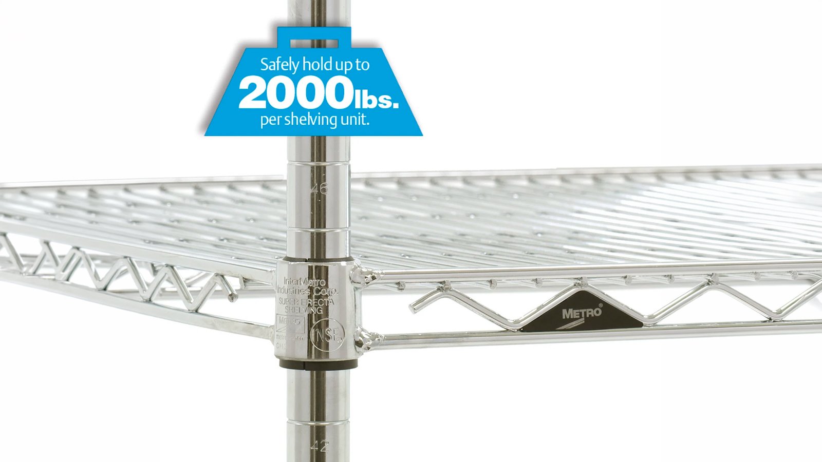 رفوف Super Erecta من Metro من أسلاك الفولاذ المطلي بالكروم برفوف قابلة للتعديل