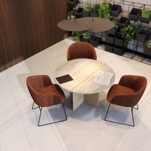 سطح الترافرتين الروماني لطاولة اجتماعات Ginza عن قرب