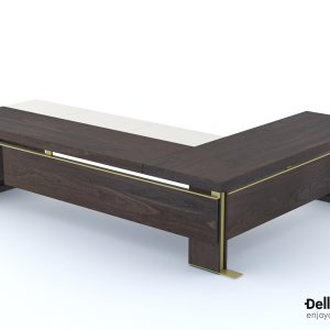مكتبة Della Rovere بزجاج مضلّع وإضاءة LED