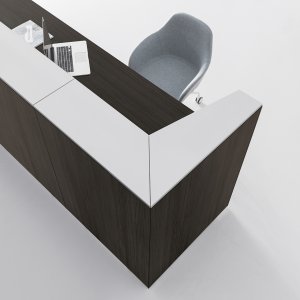 سطح ترحيب بلون تيرا دومبرا على مكتب Qubo من DVO Office