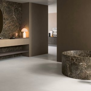 صنابير تصميم إيطالية بتشطيب Brushed Steel Look: طقم مغسلة Fantini Flora