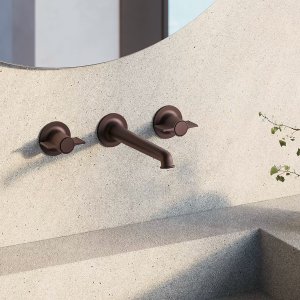 طقم مغسلة Flora بثلاثة ثقوب من Fantini مع مقبضين بجناح واحد بتشطيب Chrome