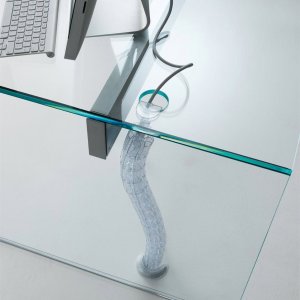 مكتب Air Desk بسطح كريستال بمظهر الجلد من Gallotti & Radice