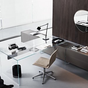مكتب تصميم Air Desk من Gallotti & Radice بالكريستال الشفاف