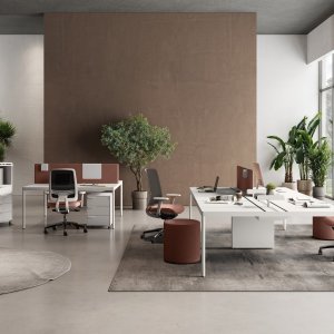 طاولة اجتماعات Fil Rouge على عجلات مطاطية بفرامل