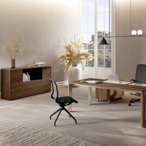 طاولة اجتماعات دائرية Iulio على عمود مخروطي بلون Inox Grey