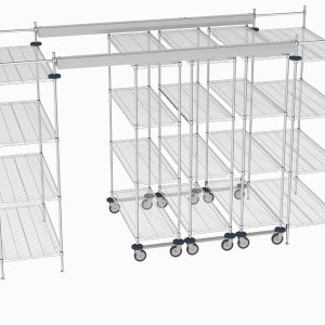 أثاث مساحات العمل التعاونية: رف Super Erecta من Metro بطلاء Metroseal في مساحة عمل
