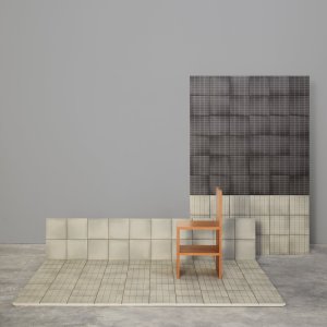 بلاط Aurore Charcoal مع Light Blue Grid L بتنسيق متباين